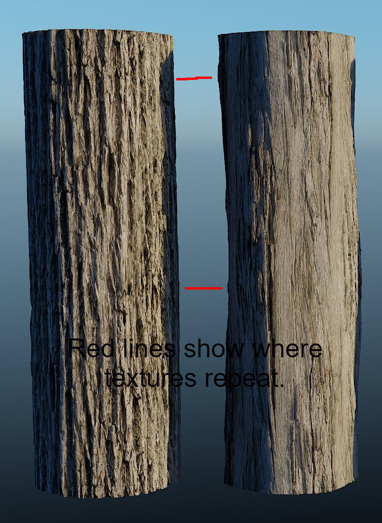HD Seamless Bark Pack of 5 - with 16 bit height maps Low-poly 3D model_6