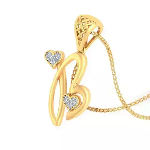 B Alphabet Pendant B Heart Pendant 3D print model