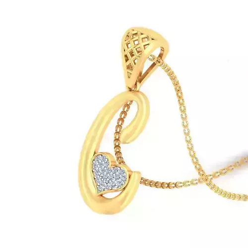 C Alphabet Pendant C Heart Pendant 3D print model