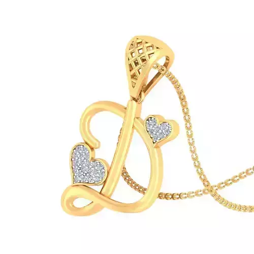 D Alphabet Pendant D Heart Pendant 3D print model