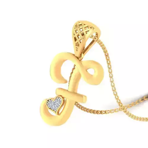 F Alphabet Pendant F Heart Pendant 3D print model