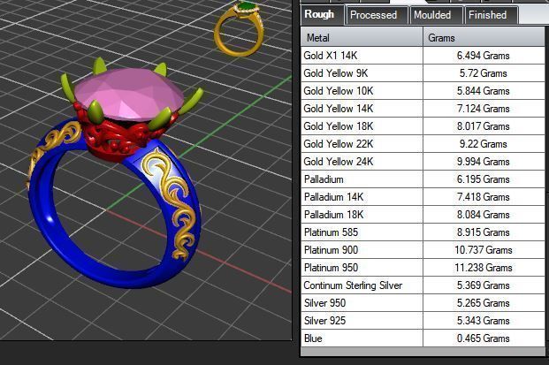 Oval Stone Antique Floral Carving Ring 3D print model_24