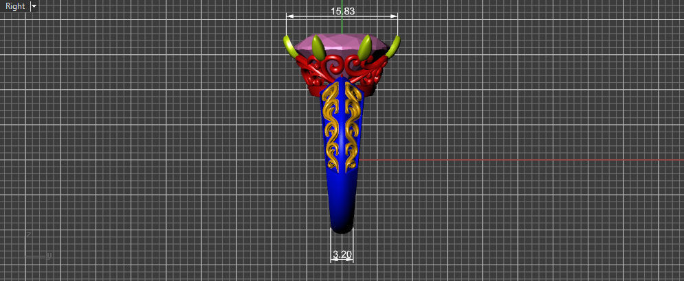 Oval Stone Antique Floral Carving Ring 3D print model_26