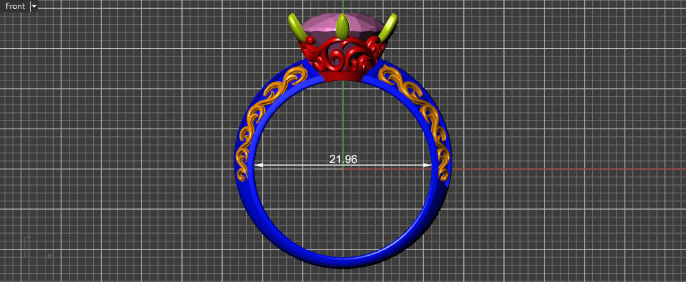 Oval Stone Antique Floral Carving Ring 3D print model_28