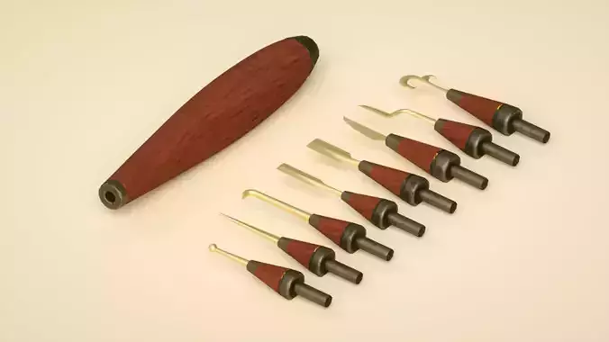 hardware-tools carving knife Low-poly 3D model