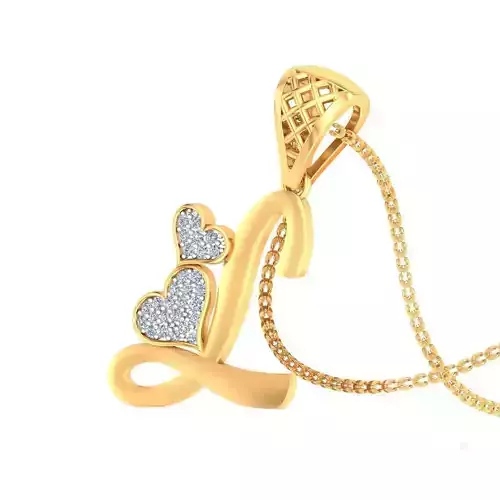 L Alphabet Pendant L Heart Pendant 3D print model