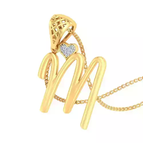M Alphabet Pendant M Heart Pendant 3D print model