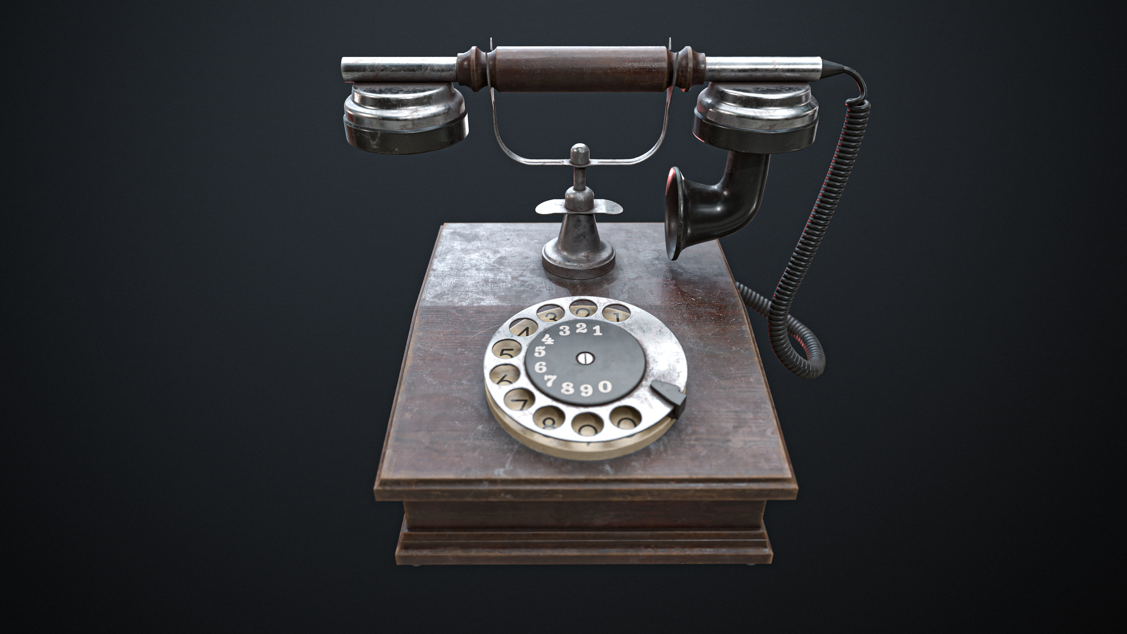 Old Vintage Phone Low-poly Game-Ready PBR Low-poly 3D model_3