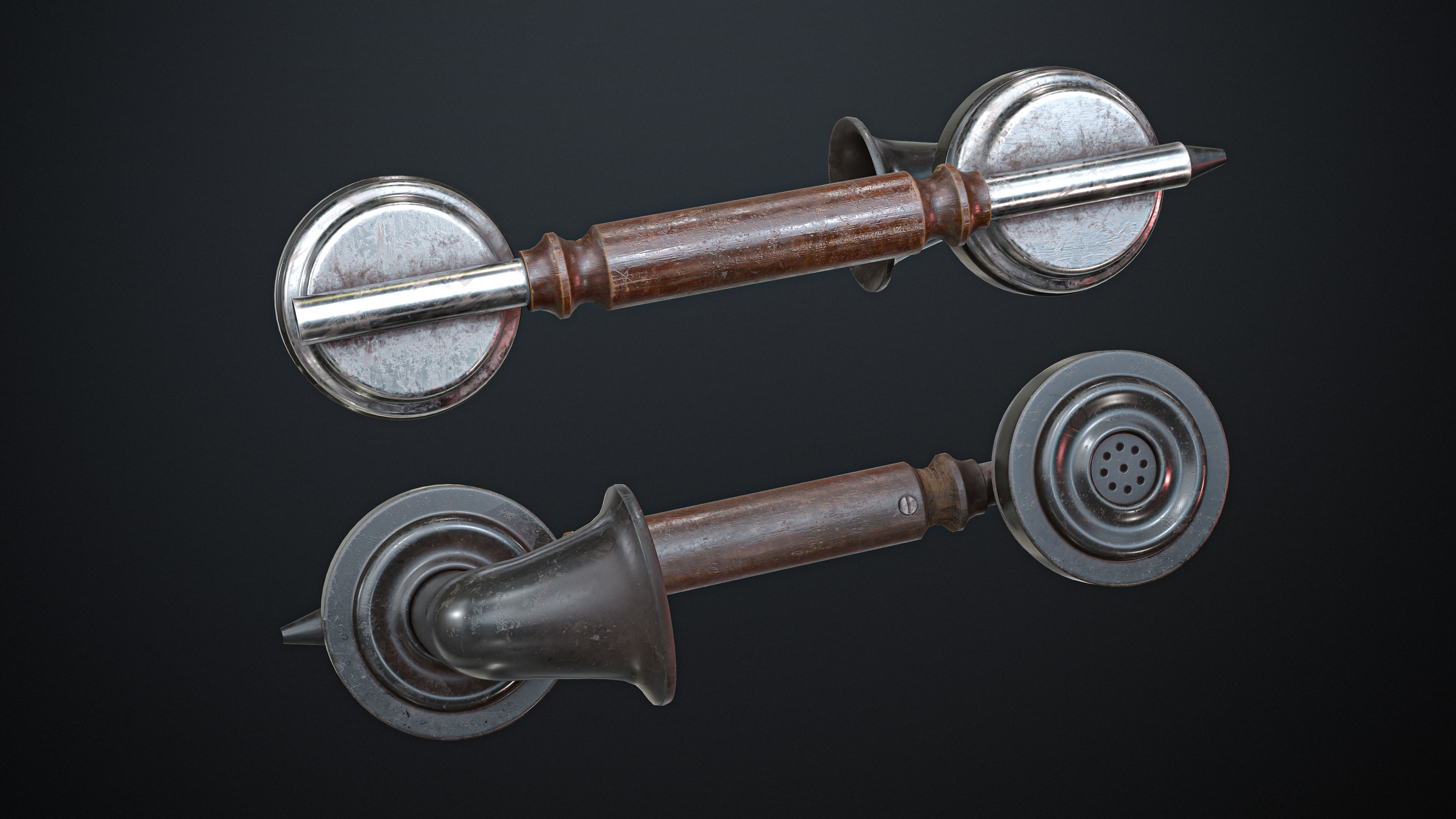 Old Vintage Phone Low-poly Game-Ready PBR Low-poly 3D model_6