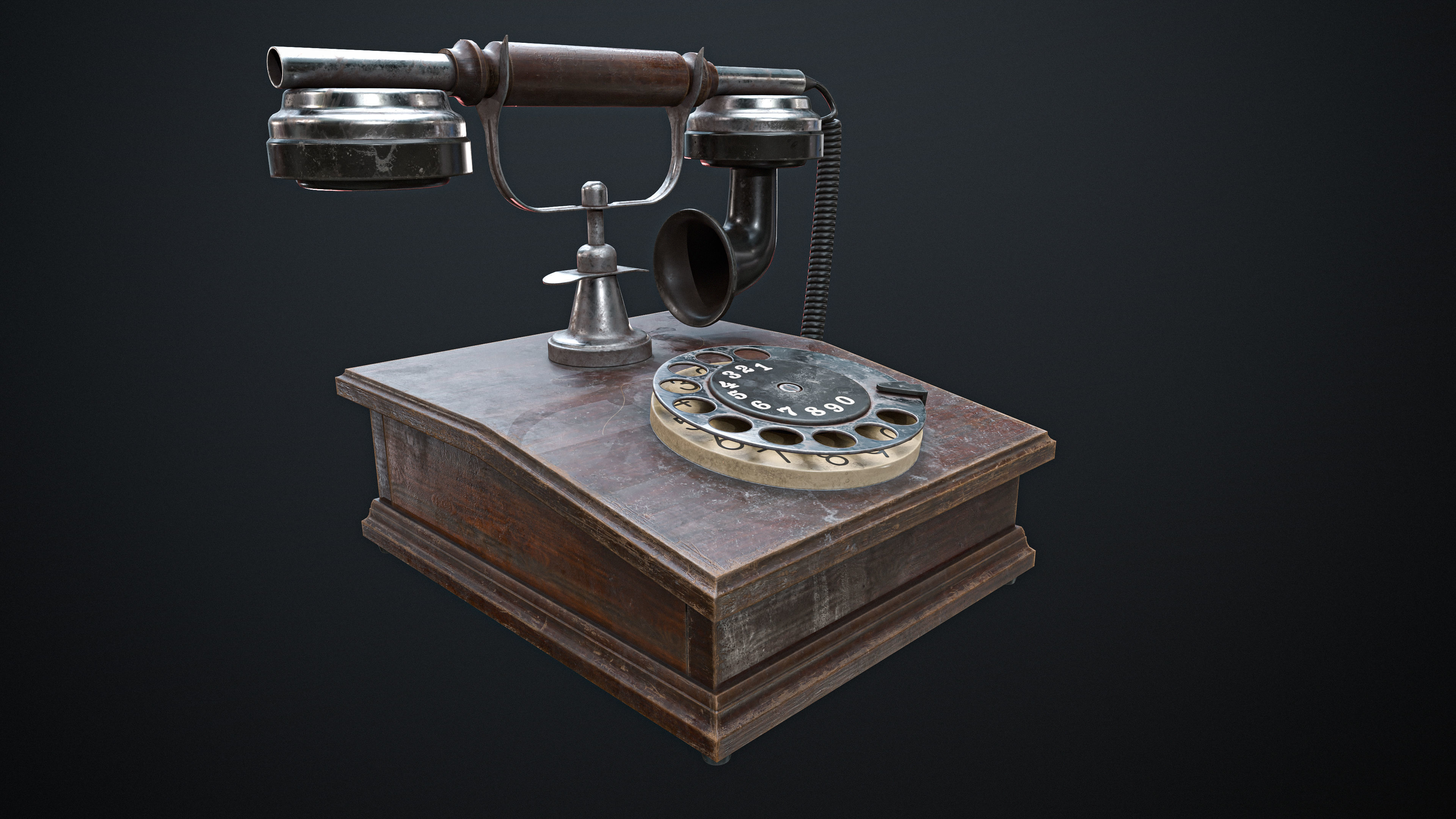 Old Vintage Phone Low-poly Game-Ready PBR Low-poly 3D model_2