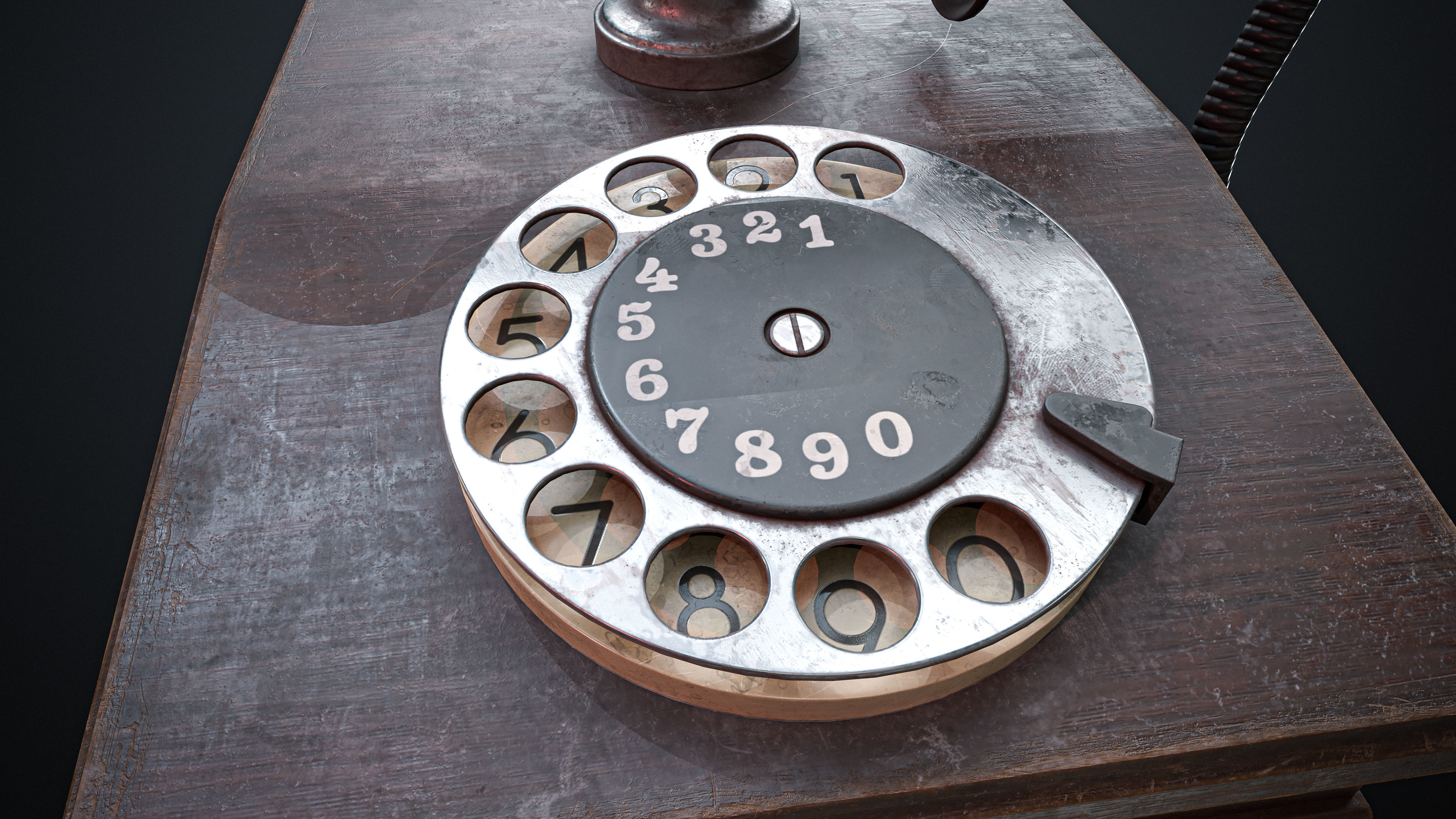 Old Vintage Phone Low-poly Game-Ready PBR Low-poly 3D model_8