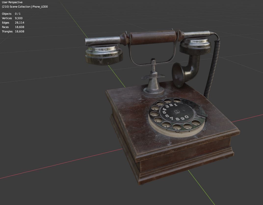 Old Vintage Phone Low-poly Game-Ready PBR Low-poly 3D model_12