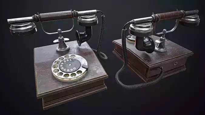 Old Vintage Phone Low-poly Game-Ready PBR