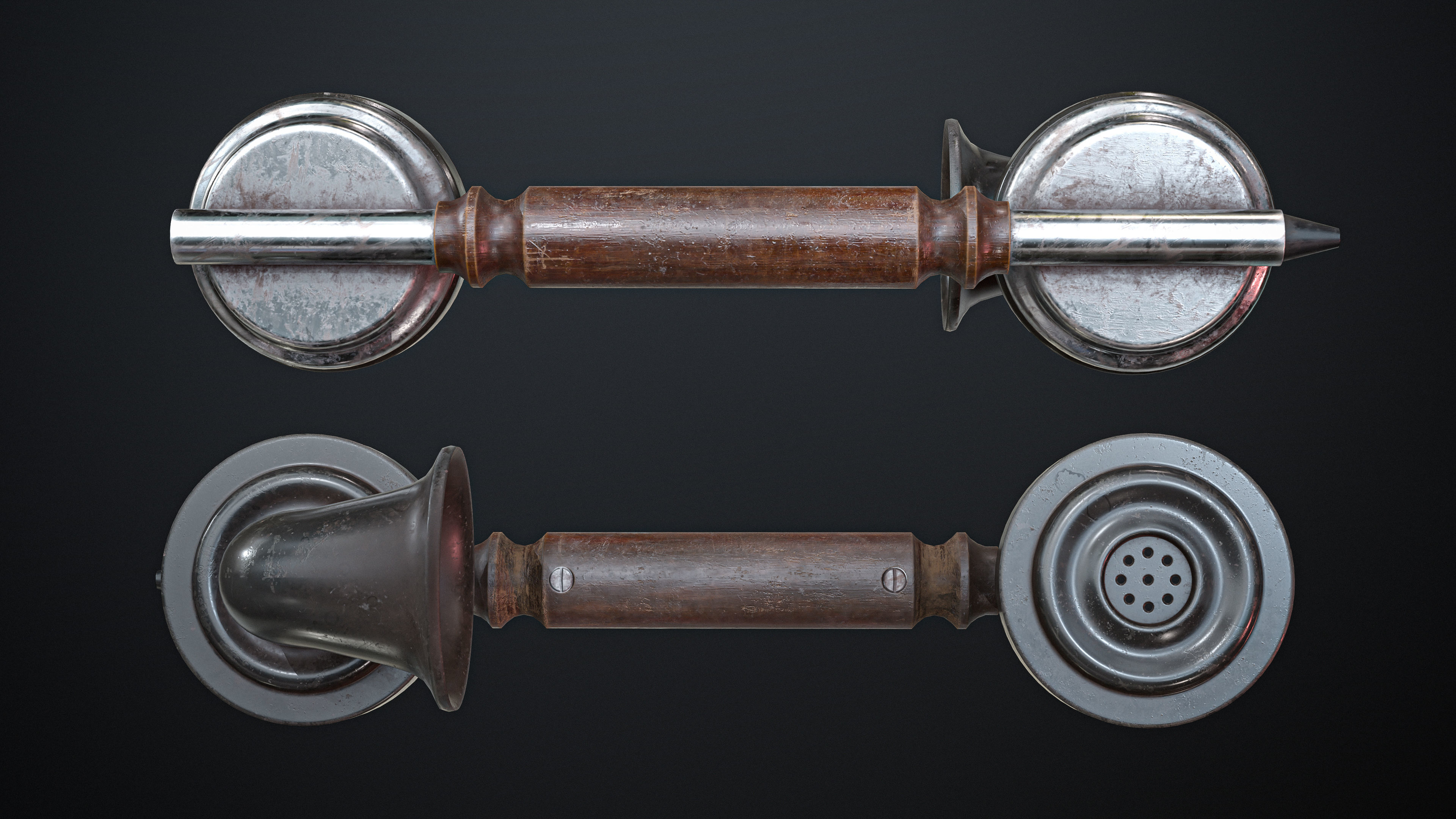 Old Vintage Phone Low-poly Game-Ready PBR Low-poly 3D model_7