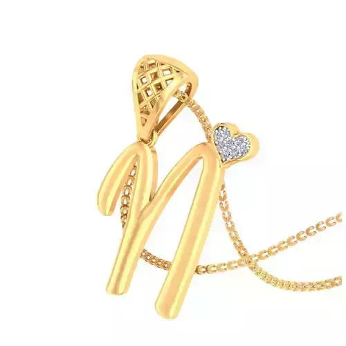 N Alphabet Pendant N Heart Pendant 3D print model