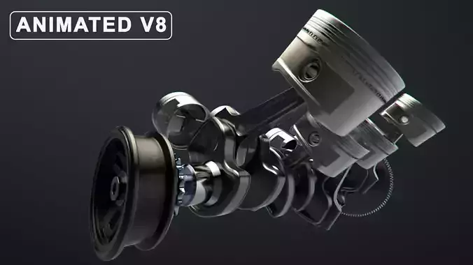 V8 Engine Working Animated 3D model