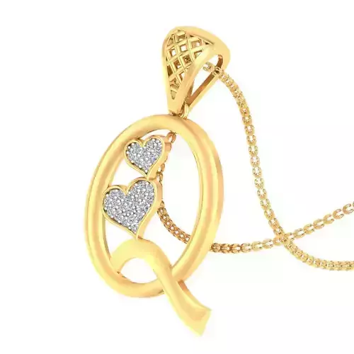 Q Alphabet Pendant Q Heart Pendant 3D print model