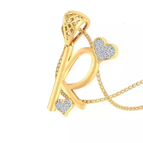 R Alphabet Pendant R Heart Pendant 3D print model