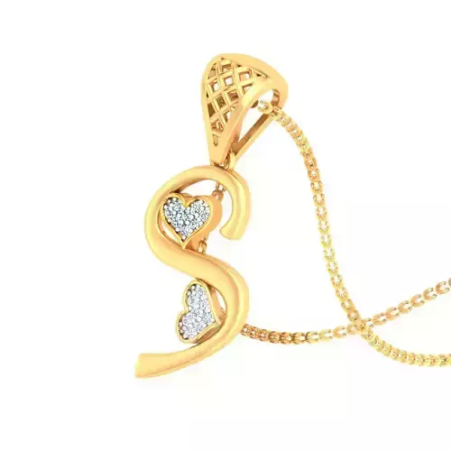 S Alphabet Pendant S Heart Pendant 3D print model