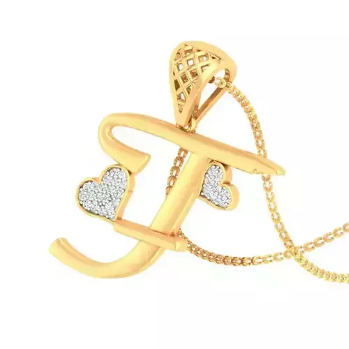 T Alphabet Pendant T Heart Pendant 3D print model