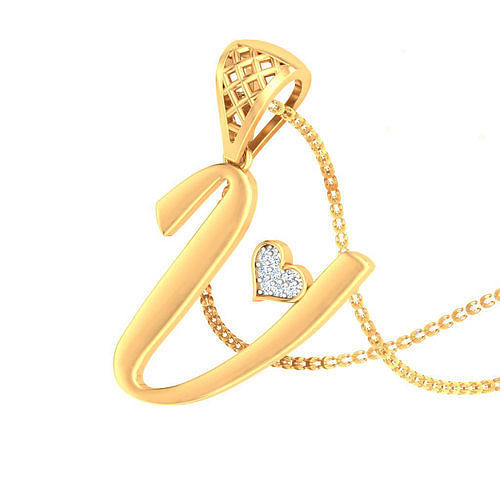 V Alphabet Pendant V Heart Pendant 3D print model