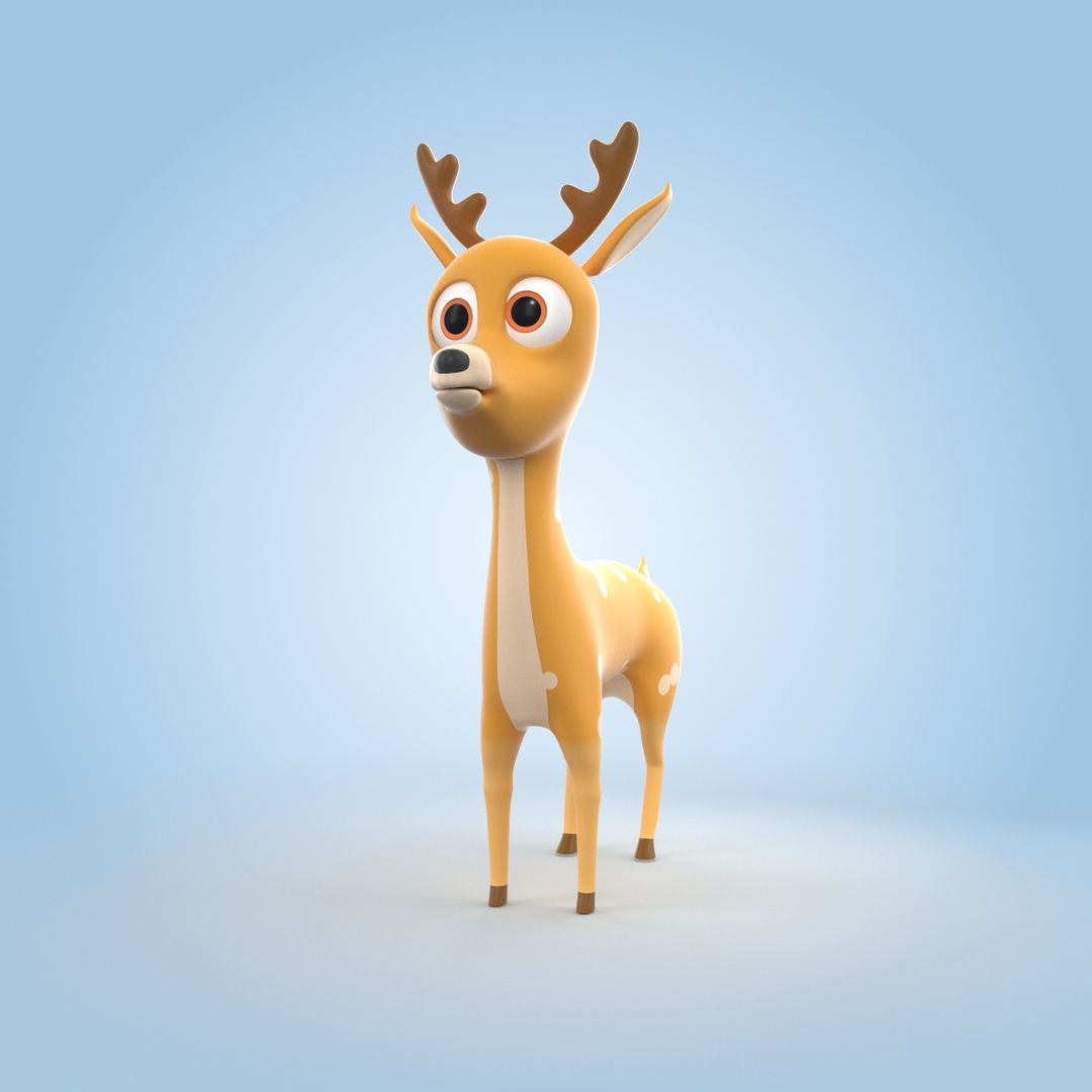 Cartoon Deer 3D model_3