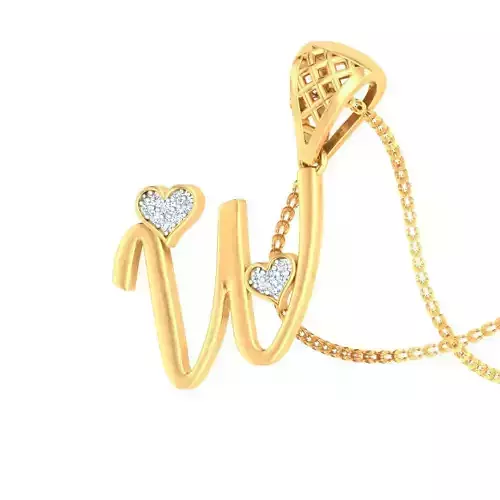 W Alphabet Pendant W Heart Pendant