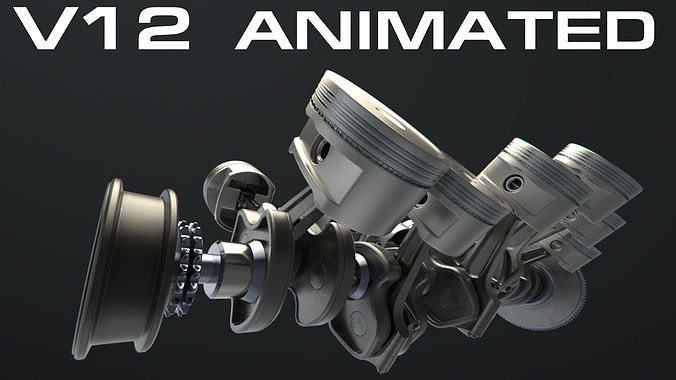 V12 Engine Working Animated 3D model