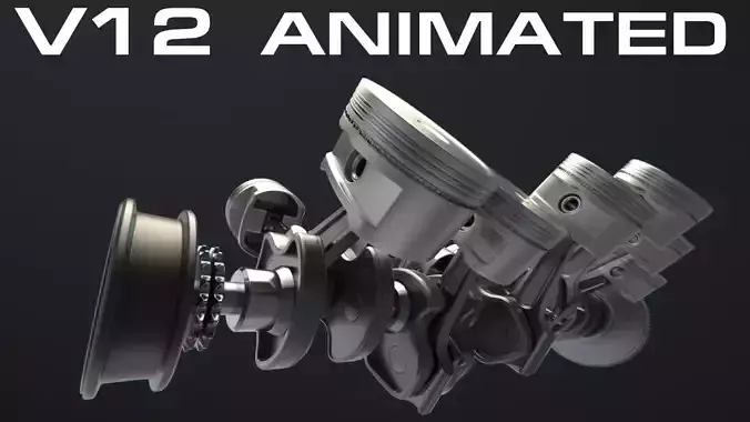 V12 Engine Working Animated 3D model
