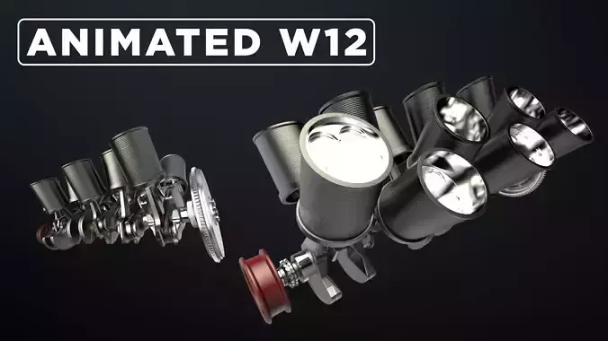 W12 Engine Working Animated 3D model