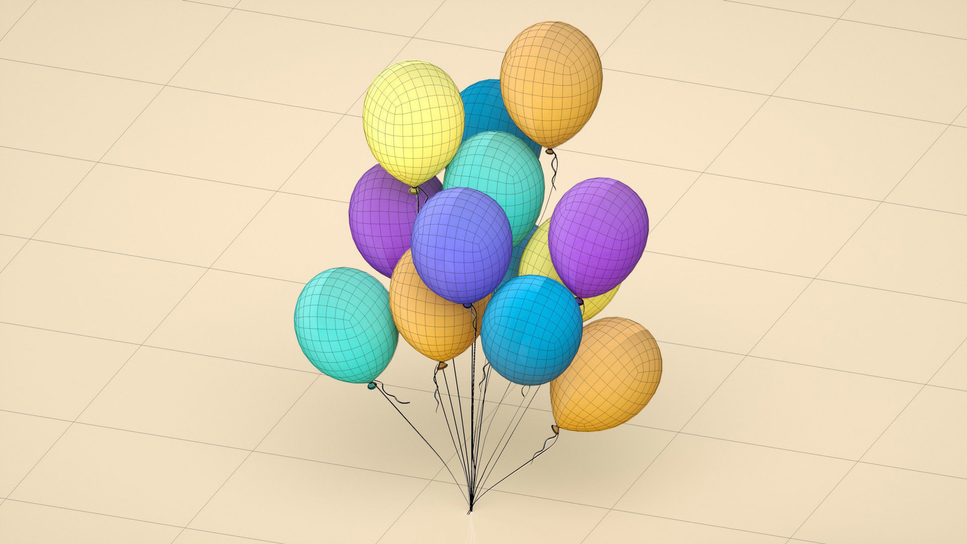 balloon toy balloon  Low-poly 3D model_2