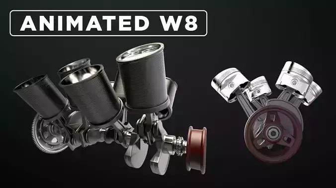 W8 Engine Working Animated 3D model