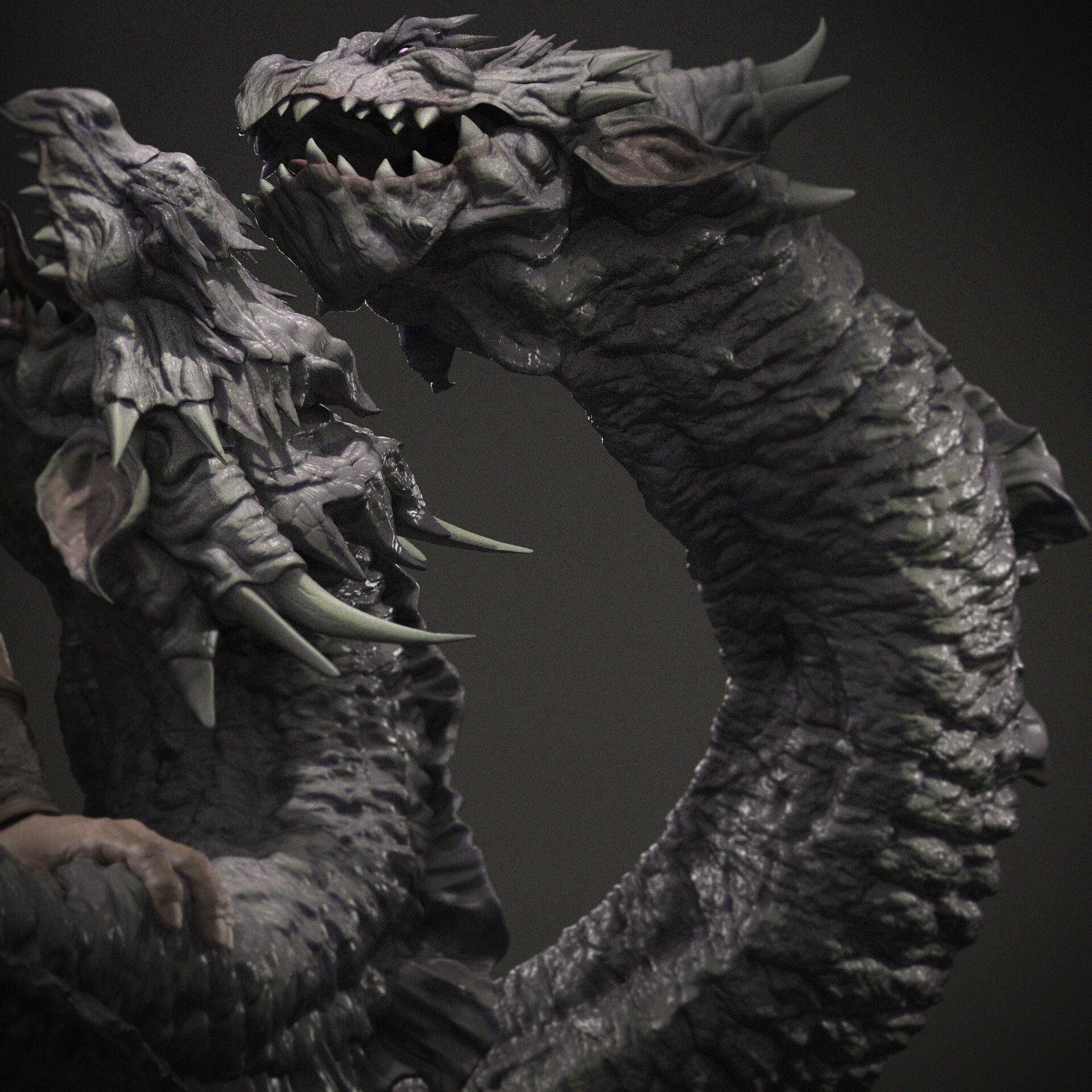 Hercules 3D Print statue with dragon 3D print model_4