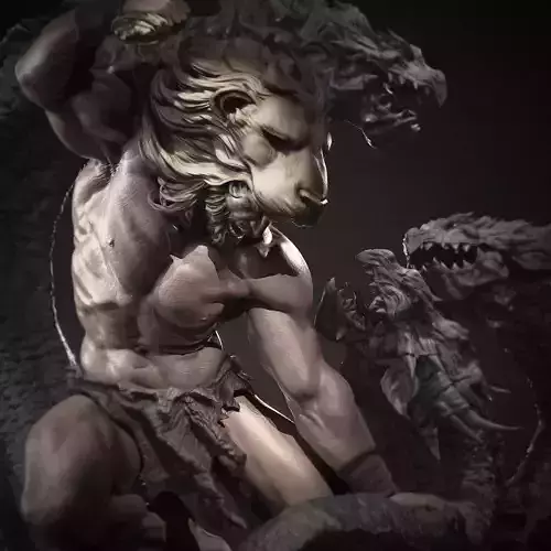 Hercules 3D Print statue with dragon 3D print model