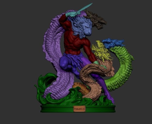 Hercules 3D Print statue with dragon 3D print model_11