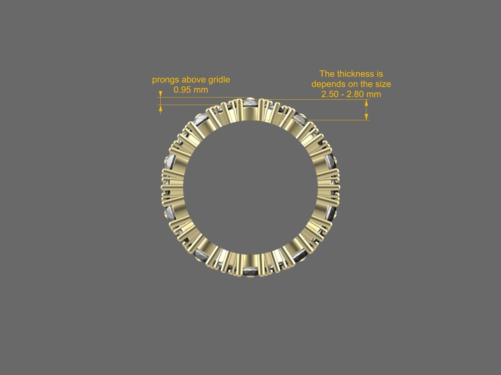 Pear and Round Eternity Ring in 17 sizes 3D print model_5