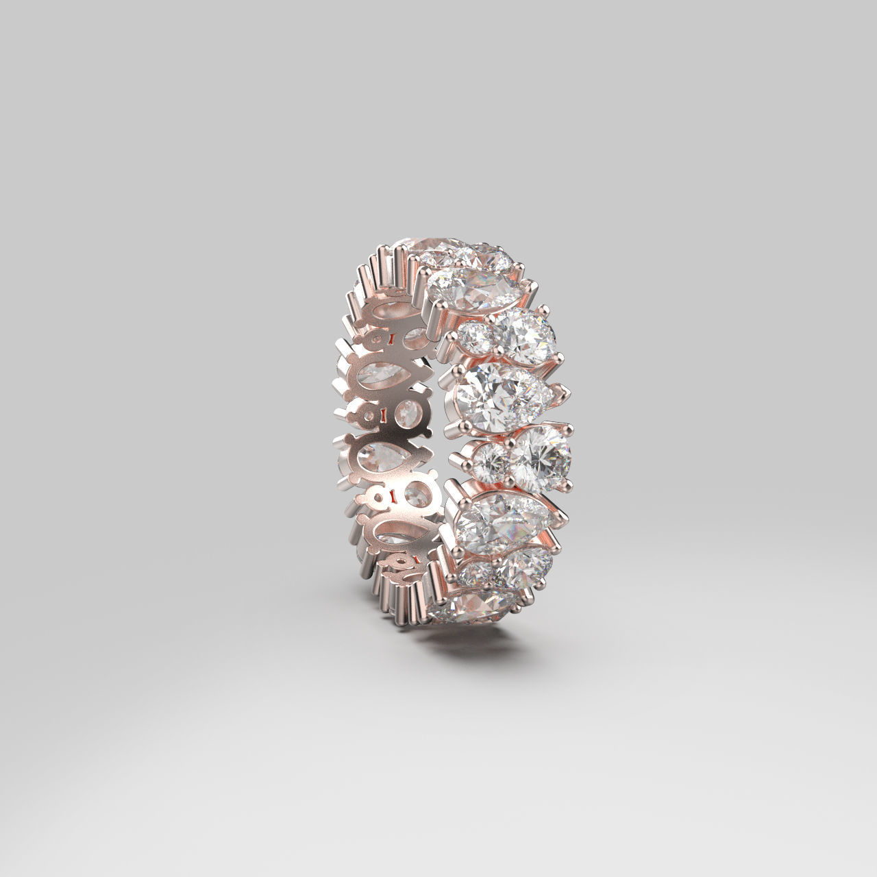 Pear and Round Eternity Ring in 17 sizes 3D print model_3