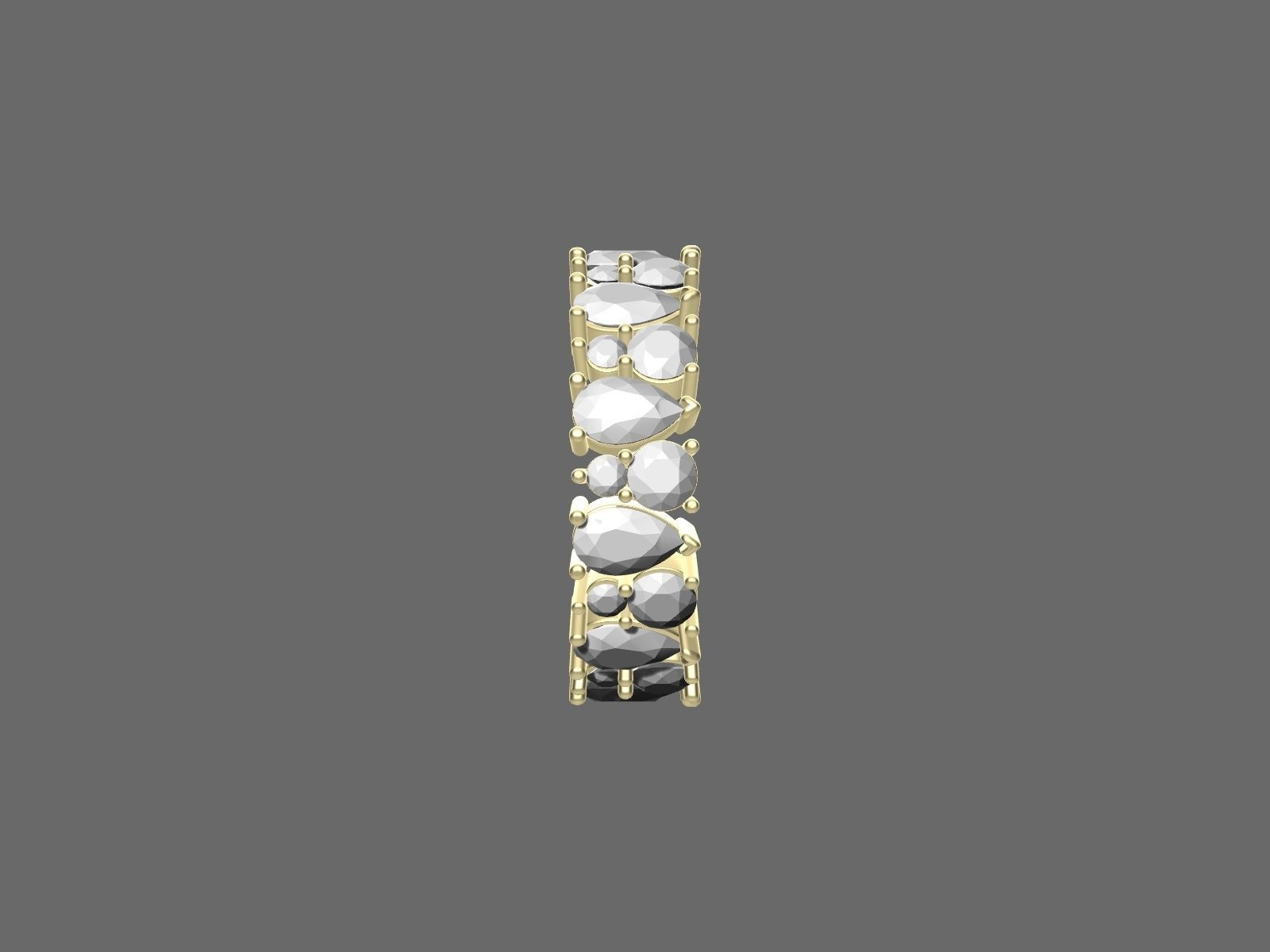 Pear and Round Eternity Ring in 17 sizes 3D print model_7