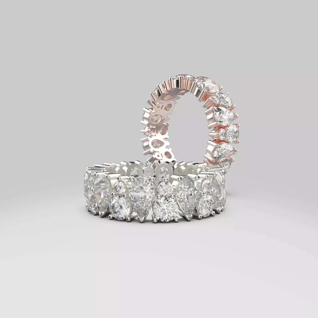 Pear and Round Eternity Ring in 17 sizes 3D print model_0