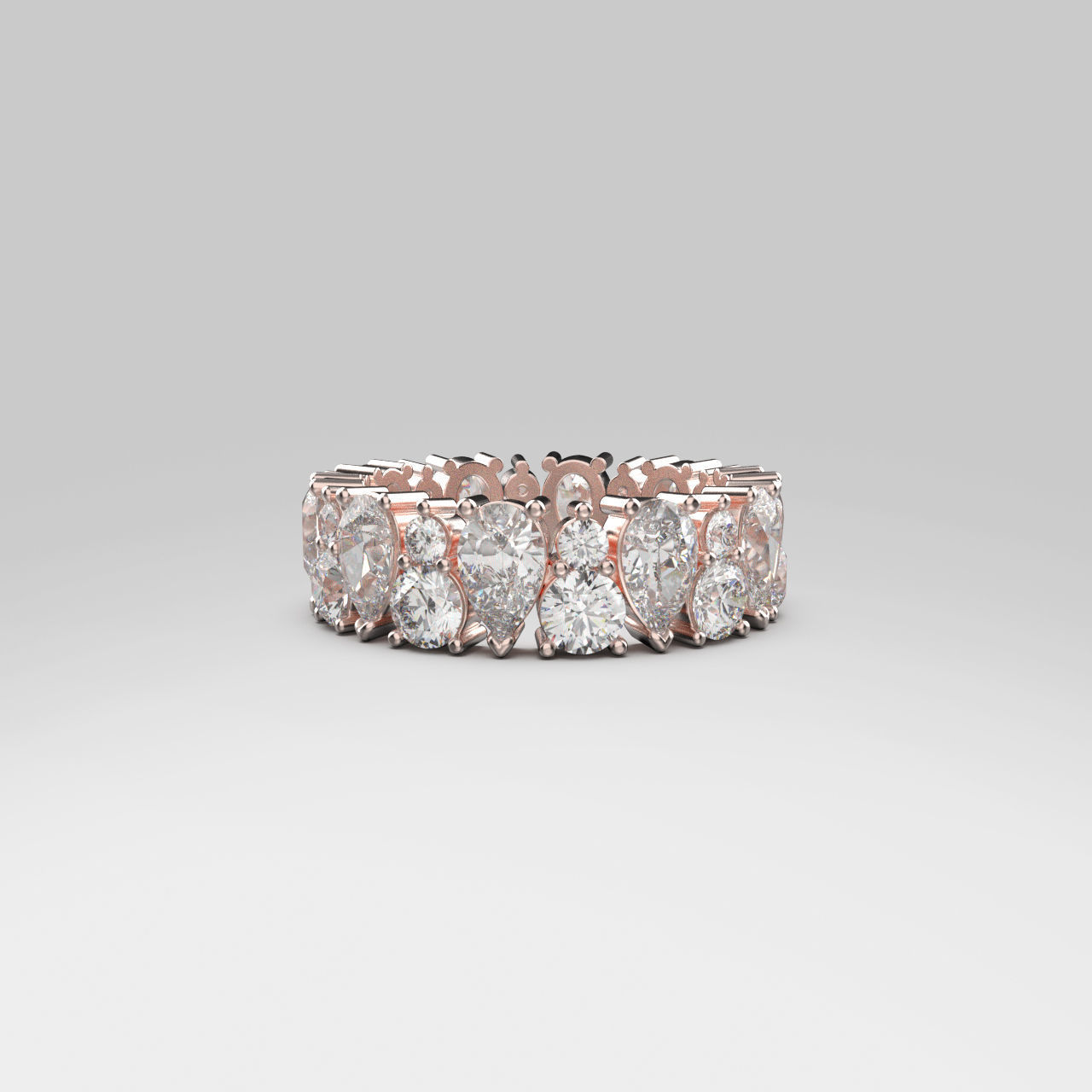 Pear and Round Eternity Ring in 17 sizes 3D print model_1