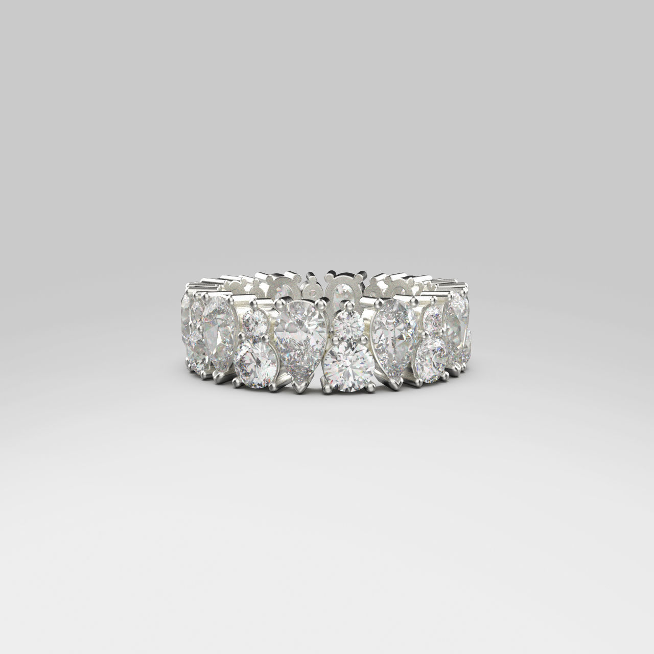 Pear and Round Eternity Ring in 17 sizes 3D print model_2