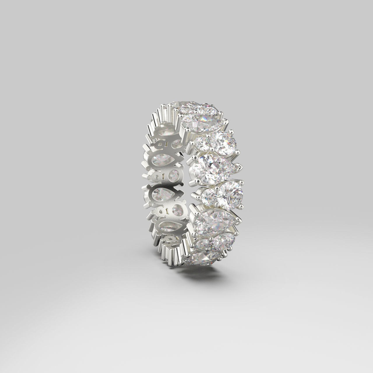 Pear and Round Eternity Ring in 17 sizes 3D print model_4