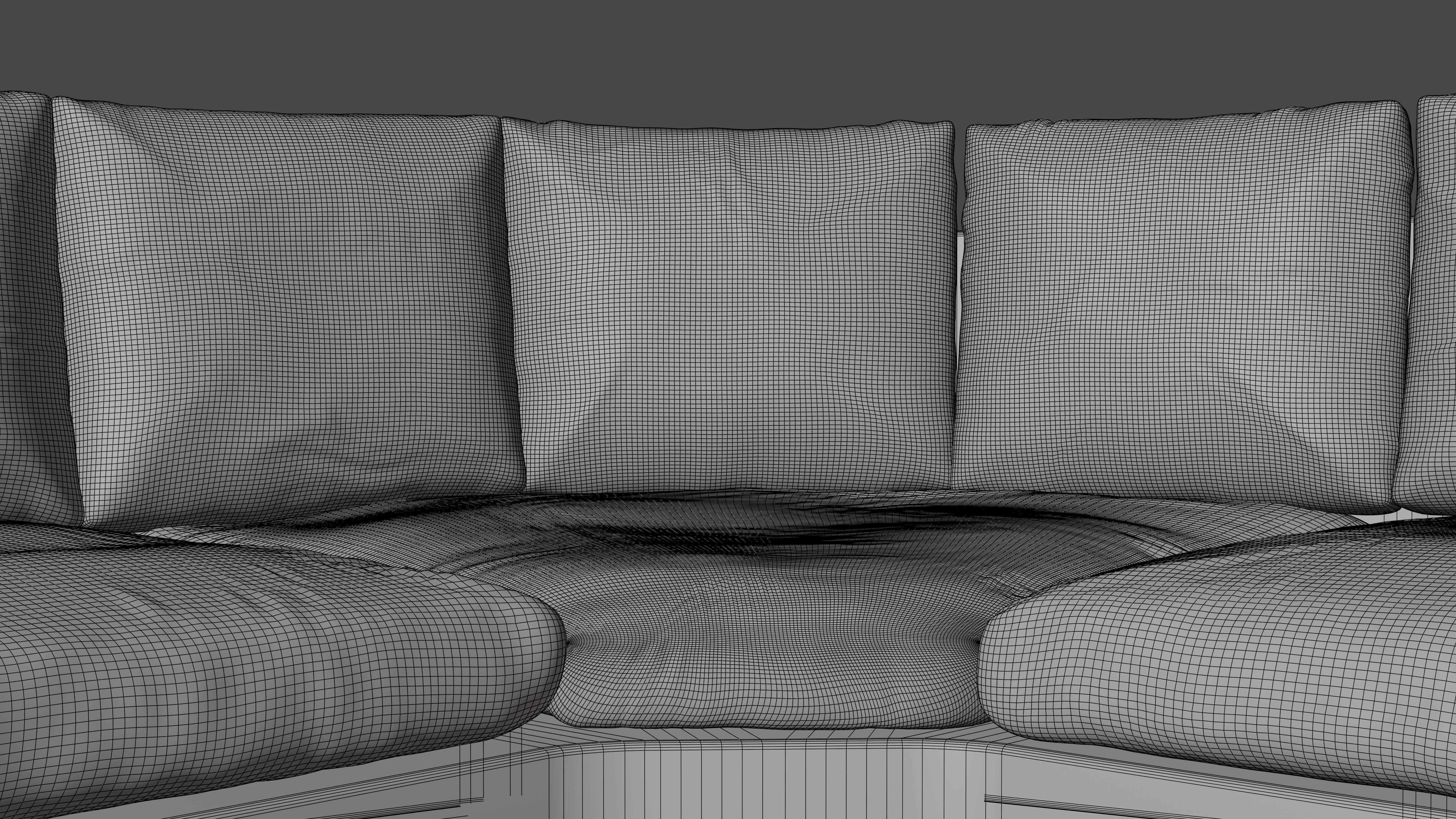 Large red corner sofa with leather cushions and wood base 3D model_17