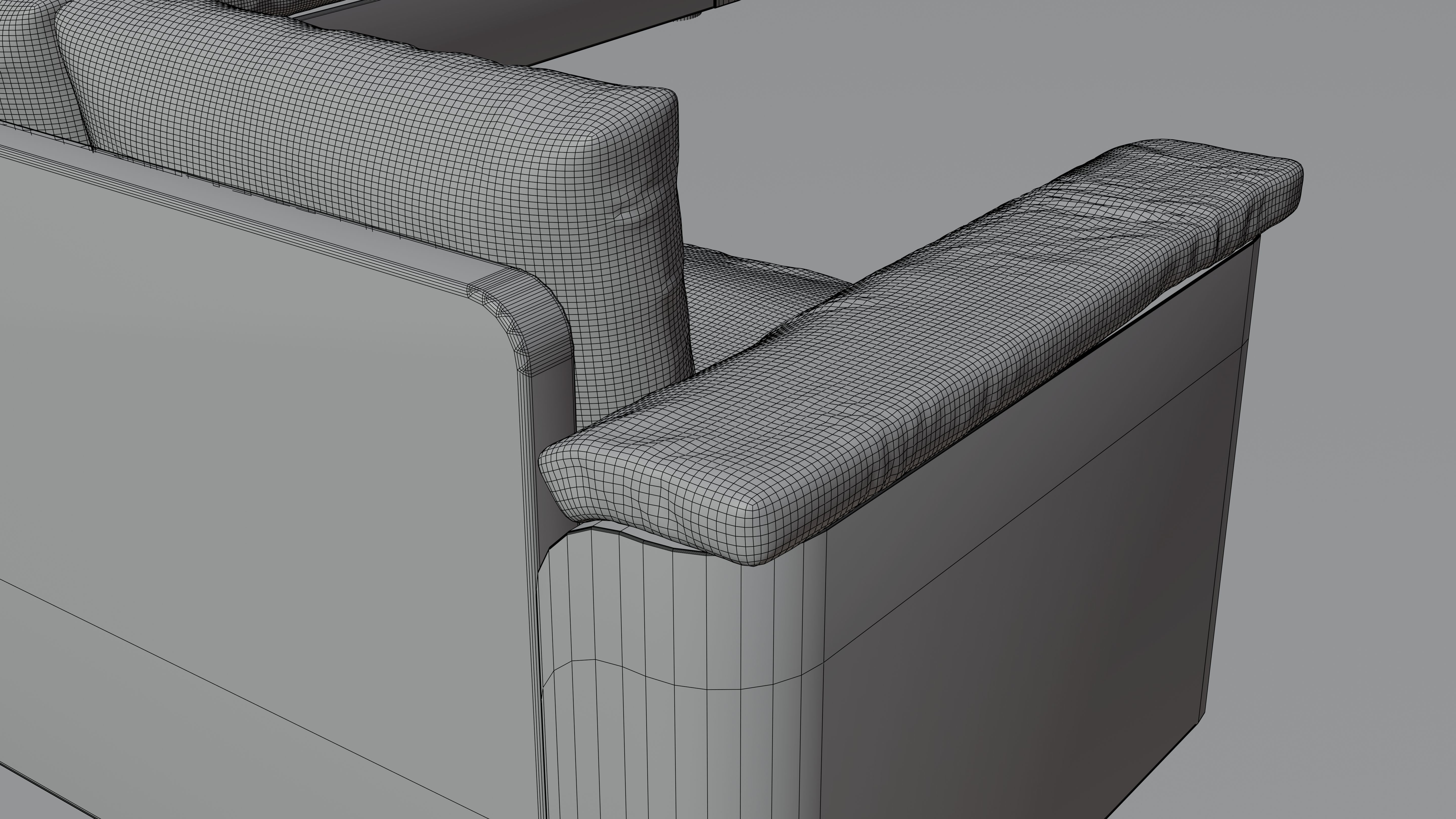 Large red corner sofa with leather cushions and wood base 3D model_19