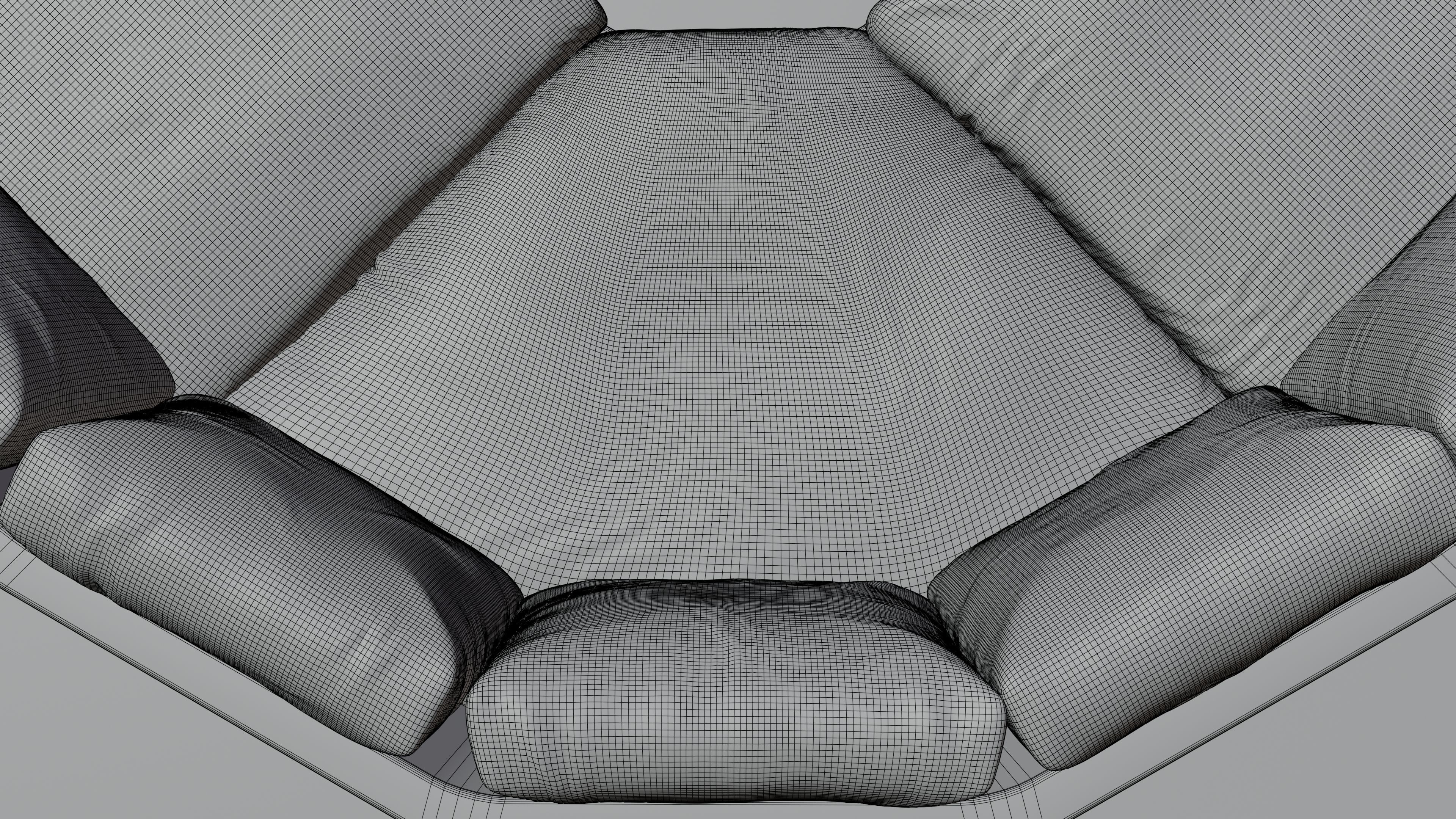 Large red corner sofa with leather cushions and wood base 3D model_16