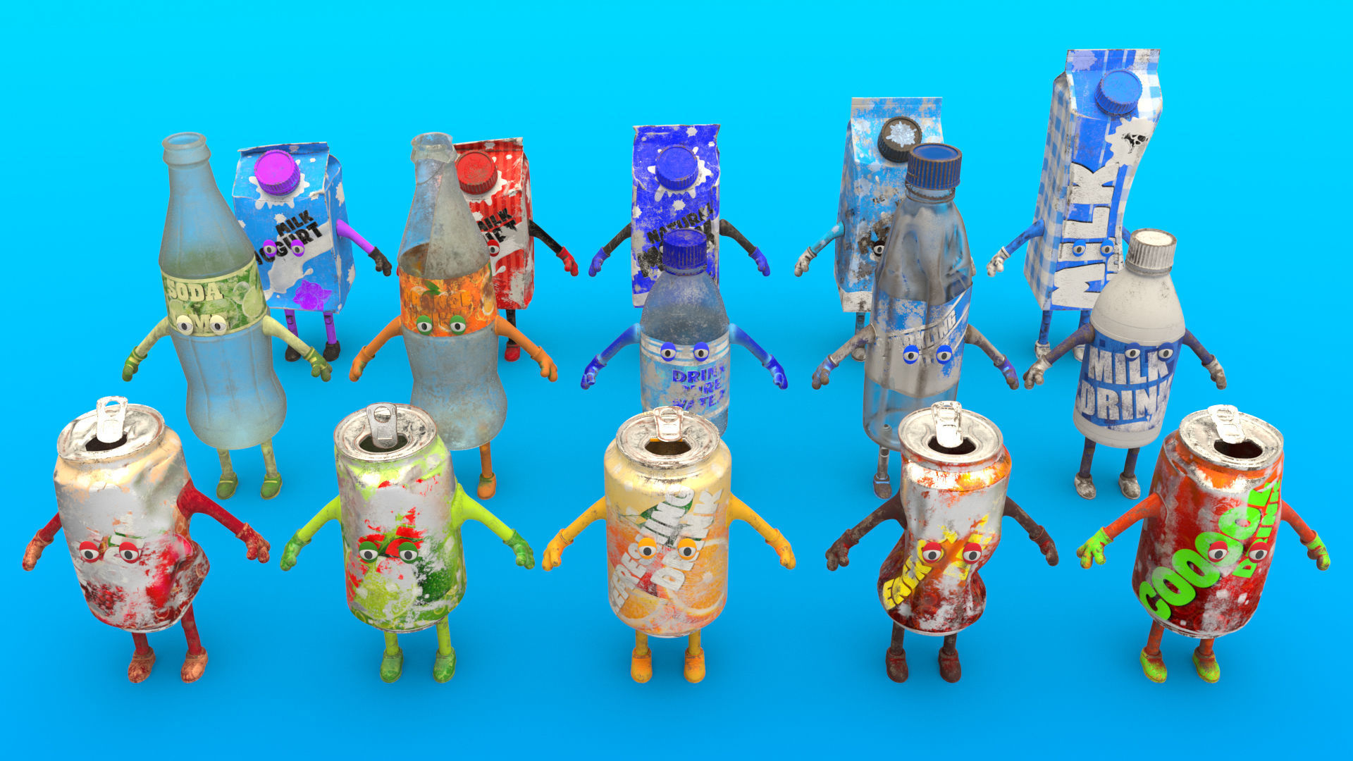 Cartoon Characters Dirt 3D model_2