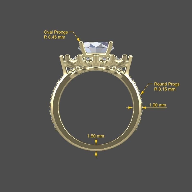 Solitaire ring with 3 band set in 17 US sizes 3D print model_13