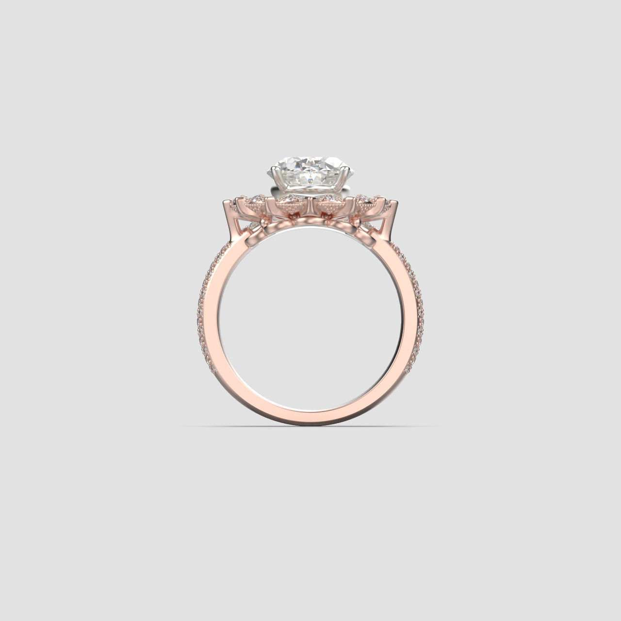Solitaire ring with 3 band set in 17 US sizes 3D print model_6