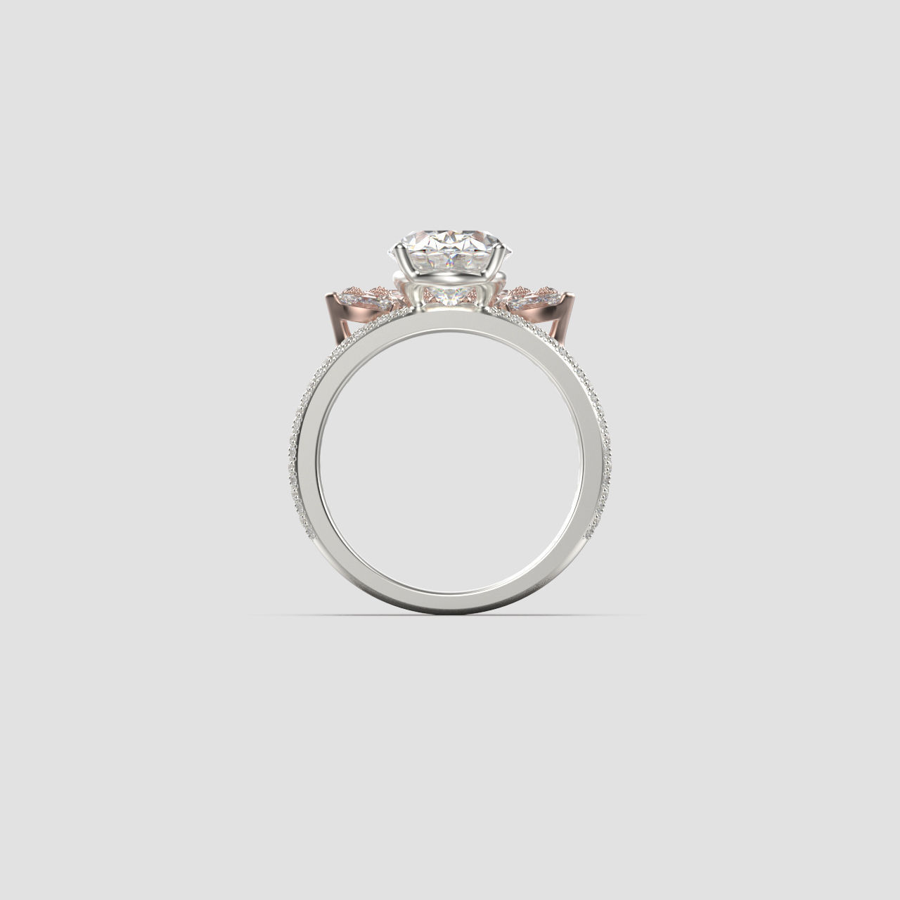 Solitaire ring with 3 band set in 17 US sizes 3D print model_7
