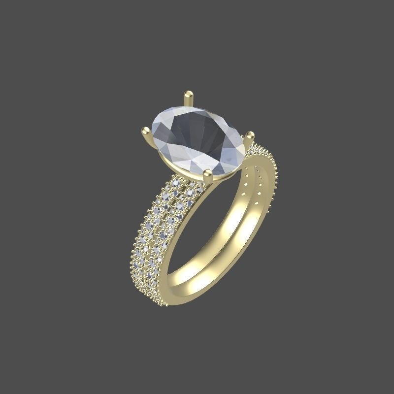 Solitaire ring with 3 band set in 17 US sizes 3D print model_17